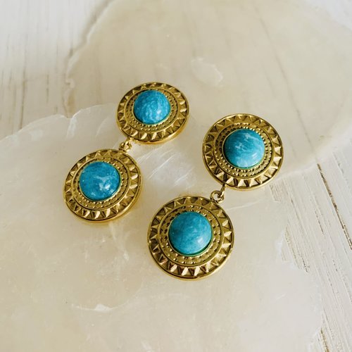 Boucles d’oreilles hina - amazonite
