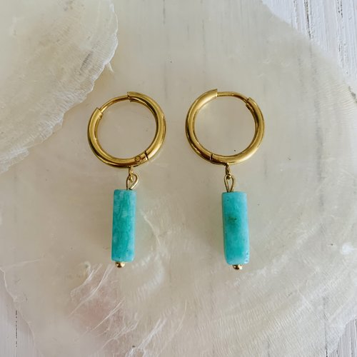Boucles d’oreilles vanina - amazonite (acier inoxydable et amazonite)