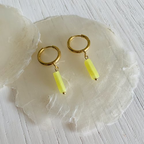 Boucles d’oreilles vanina - jade citron (acier inoxydable et jade citron)