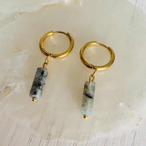 Boucles d’oreilles vanina - labradorite (acier inoxydable et labradorite)