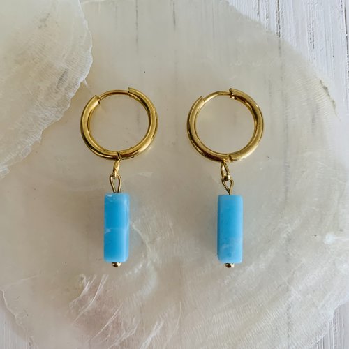 Boucles d’oreilles vanina - larimar synthétique (acier inoxydable et larimar synthétique)