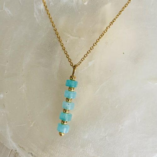 Collier bora-bora - amazonite (acier inoxydable et amazonite)