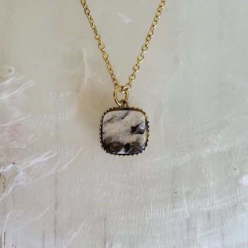 Collier maui - feldspath (acier inoxydable et feldspath)