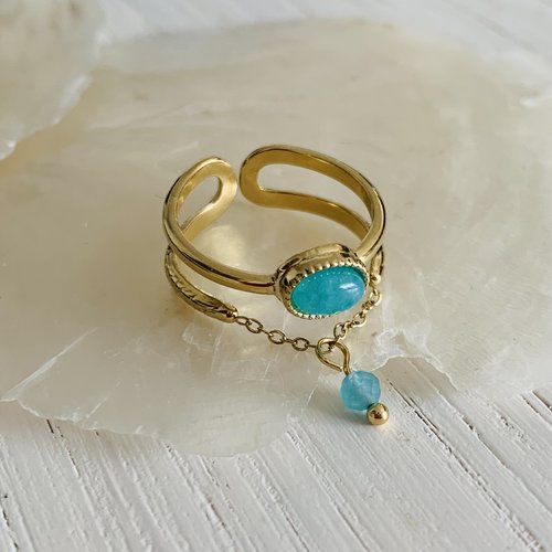 Bague moorea - amazonite (acier inoxydable et amazonite)