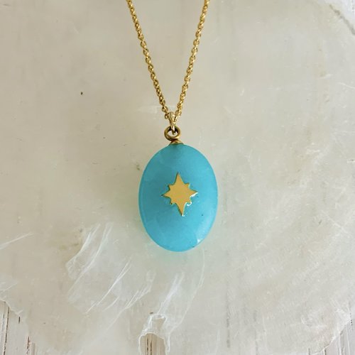 Collier fetia - amazonite (acier inoxydable et amazonite)