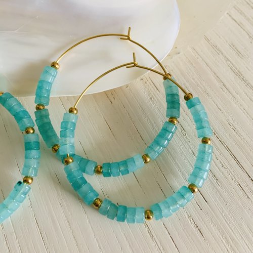 Boucles d’oreilles bora-bora - amazonite (acier inoxydable et amazonite)