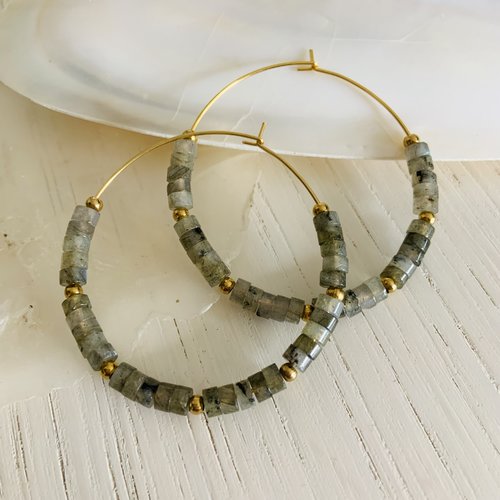 Boucles d’oreilles bora-bora - labradorite (acier inoxydable et labradorite)