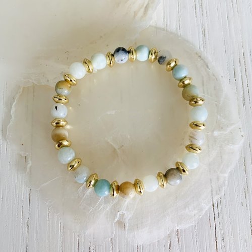 Bracelet tahiti - amazonite (acier inoxydable et amazonite)