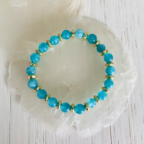 Bracelet tahiti - amazonite bleue (acier inoxydable et amazonite bleue)