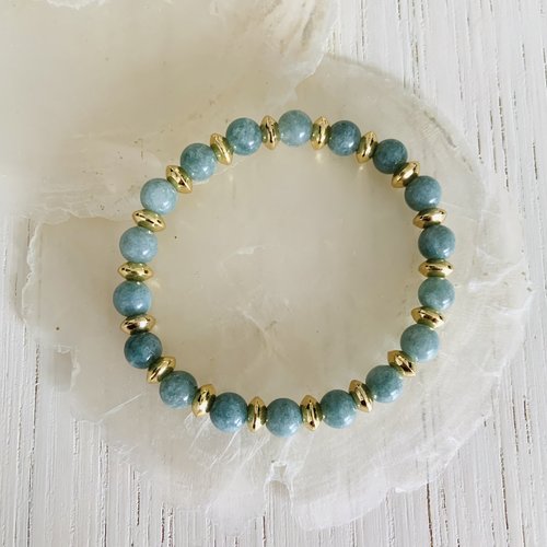 Bracelet tahiti - jade de birmanie (acier inoxydable et jade de birmanie)