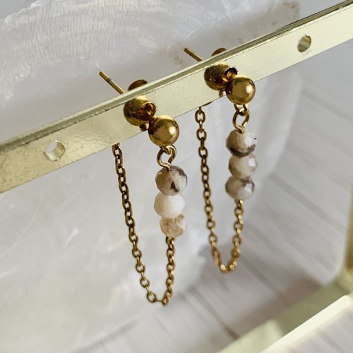 Boucles d’oreilles paea - jaspe zèbre (acier inoxydable et jaspe zèbre)