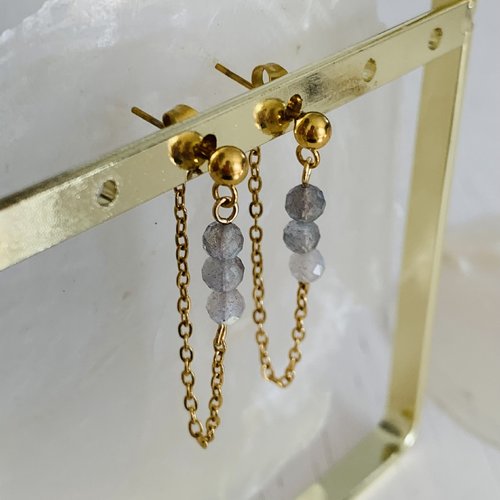 Boucles d’oreilles paea - labradorite (acier inoxydable et labradorite)