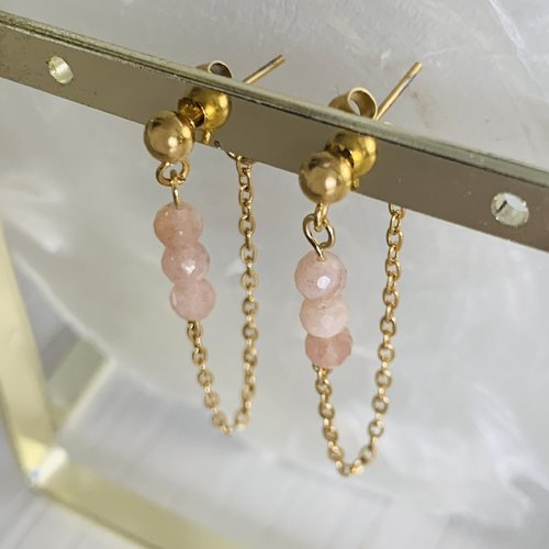 Boucles d’oreilles paea - pierre de soleil (acier inoxydable et pierre de soleil)