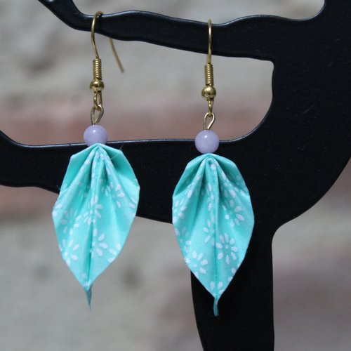 Boucles d'oreilles vert d'eau, cadeau anniversaire fille, oriflow