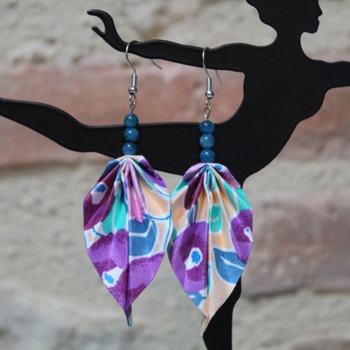 Boucles d'oreilles papier japonais, cadeau anniversaire femme, oriflow