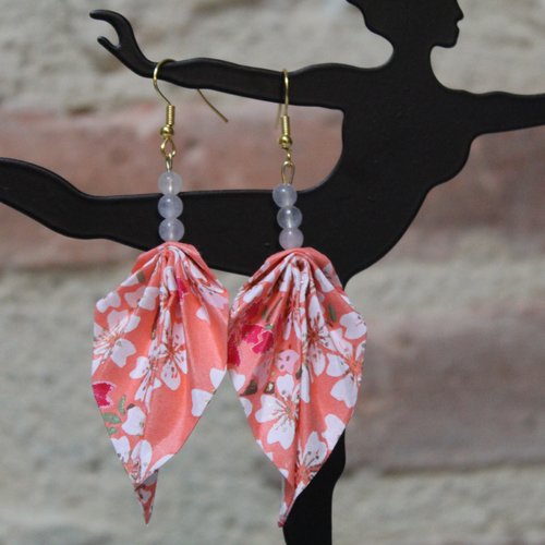 Boucles d'oreilles orange femme, fait main, oriflow