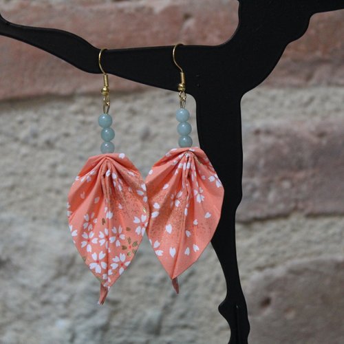 Boucles d'oreilles origami, aventurine femme, oriflow
