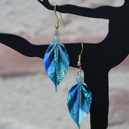 Boucles d'oreilles origami papier japonais, oriflow