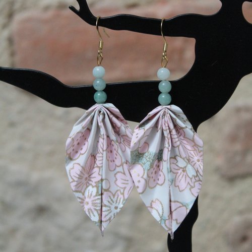Boucles d'oreilles fantaisies femme, bijou amazonite, oriflow
