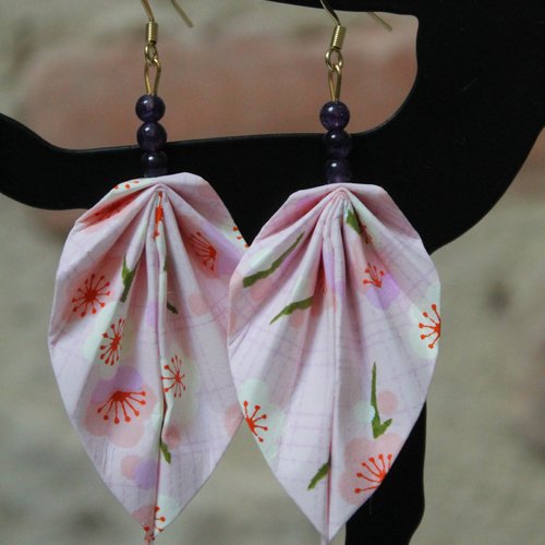 Boucles d'oreilles améthyste, idée cadeau noël femme, oriflow