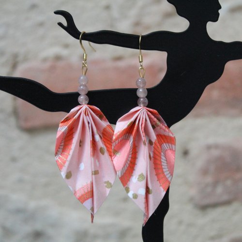 Boucles d'oreilles orange femme, idée cadeau noël, oriflow