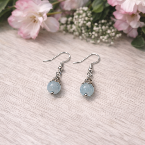 Boucles d’oreilles perle bleu– bijoux faits main – cadeau femme – boucles élégantes et naturelles