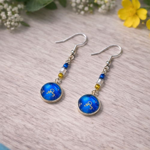 Boucles d’oreilles pendantes bleues – style céleste