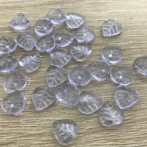 20 perles en verre feuille lilas  9x9 mm