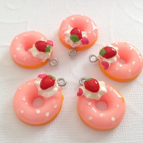 10 pendentifs donuts en resine 19 mm
