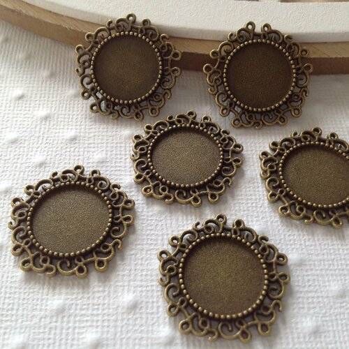 6 supports cabochons bronze plateau 14 mm