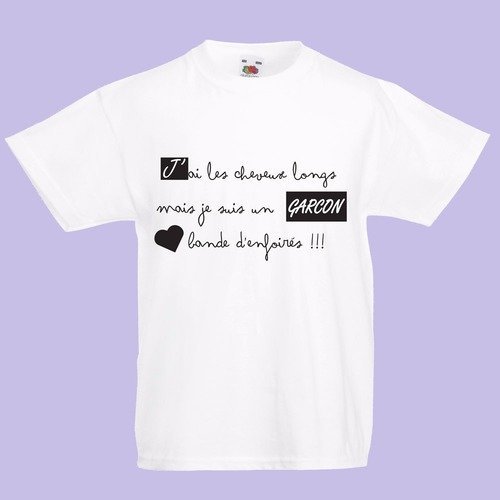 T Shirt Enfant Humoristique T Shirt Enfant Fantaisie J Ai Les Cheveux Longs Mais Je Suis Un Garcon Un Grand Marche