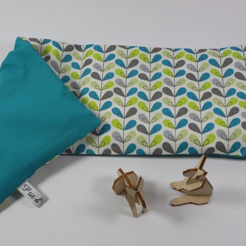 Idee cadeau ! bouillotte sèche style nordique bleu.