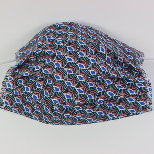 Masque barrière collégien. "paon bleu".