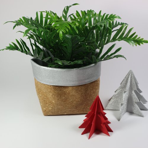 Cache-pot. corbeille ."liège et argent"