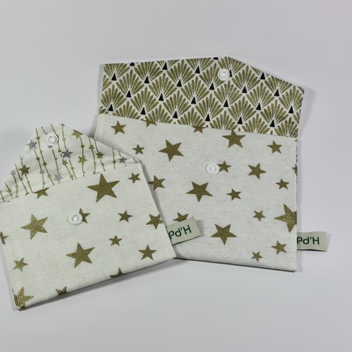 Lot de deux pochettes plates "blanc et or"