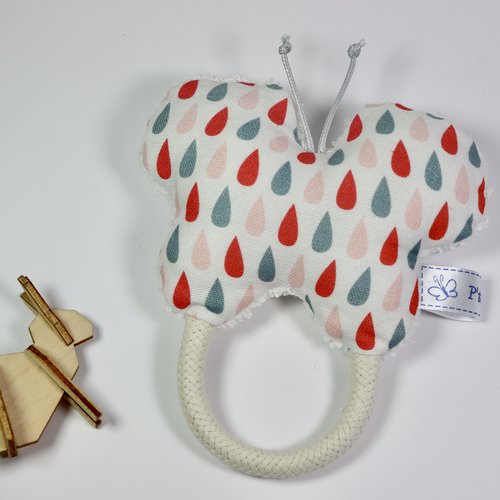 Nouveau! hochet " papillon rose et gris ".