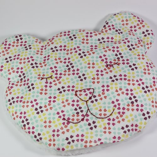 Bouillotte sèche, noyaux de cerises, "nounours multicolore"