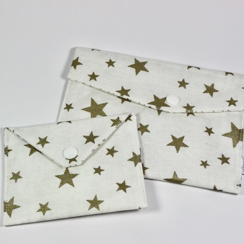 Lot de deux pochettes plates "blanc et or"