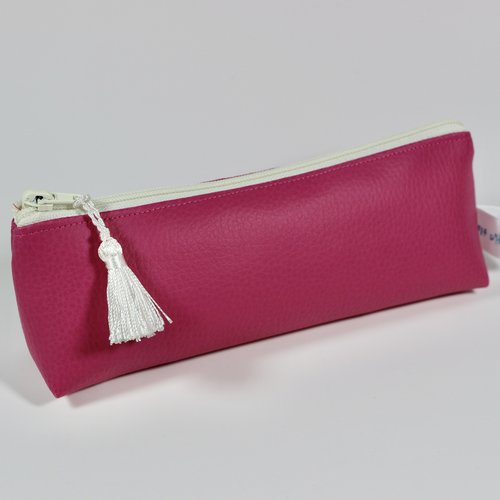 Trousse simili cuir rose fuchsia