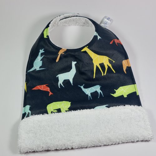 Bavoir à poche "animaux origami"