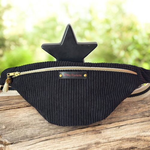 Banane en velours côtelé noir- création artisanale française