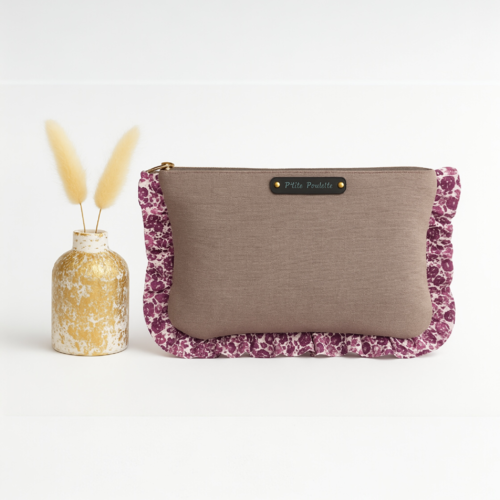 Sac bandoulière en velours à fronce et anse en metal – création artisanale française