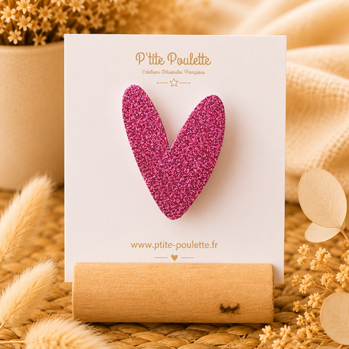 Broche pailletée coeur – bijou fantaisie - création artisanale française