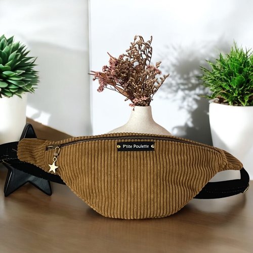 Sac babane en velours côtelé couleur tabac- création artisanale française