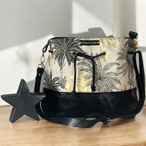 Sac seau en simili cuir et coton - création artisanale française
