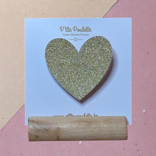 Broche cœur pailleté bleu – bijou fantaisie original fait main – accessoire mode femme – création artisanale française