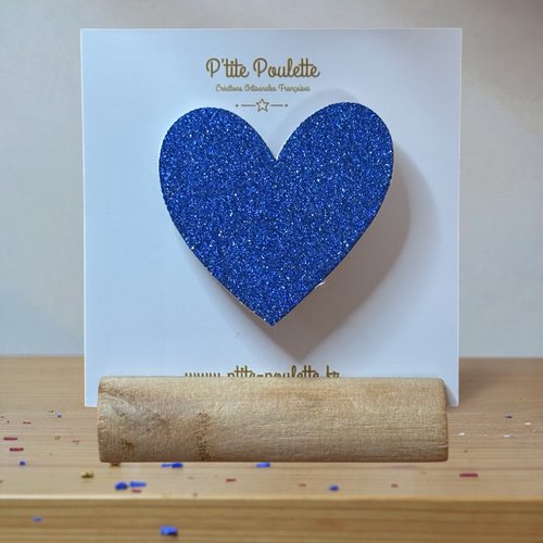 Broche cœur pailleté  – bijou fantaisie original fait main – accessoire mode femme – création artisanale française