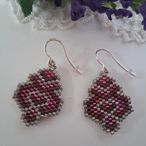 Boucles d'oreilles art déco en perles tissée fait main