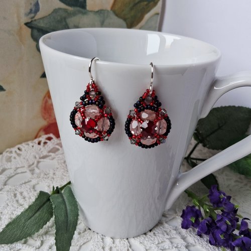 Boucles d'oreilles princesse en perles et cristal fait main