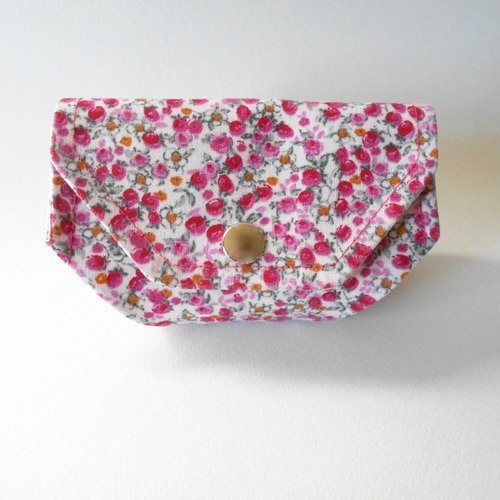 Porte-monnaie origami en tissu à petites fleurs roses